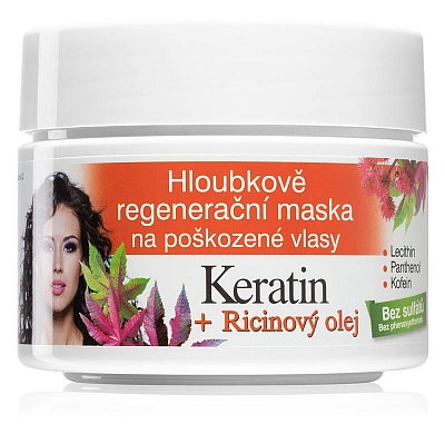 Hloubkově regenerační maska na poškozené vlasy KERATIN + RICINOVÝ OLEJ